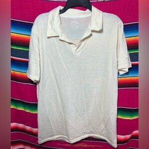 Merinotech 165 Merino Lite Wool Polo Shirt in Cream Size XL